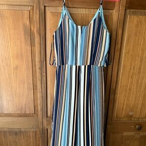 Women’s blue striped jumpsuit